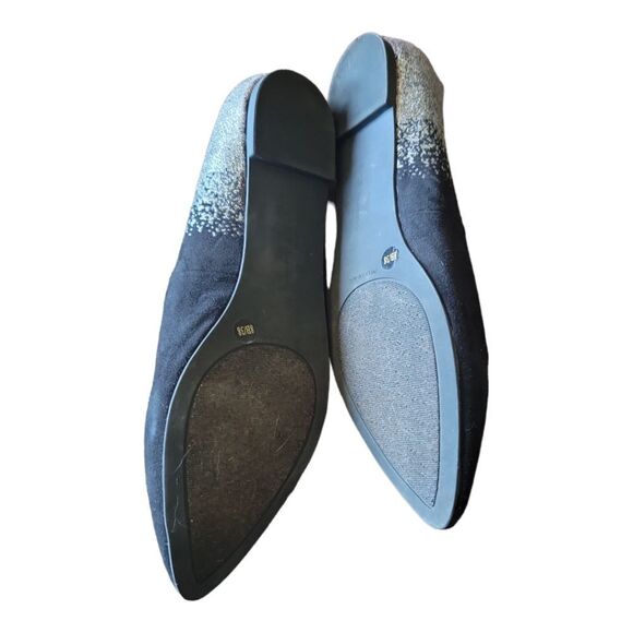 BCBGeneration Black & Silver Pointed Toe Flats Size 8 - Picture 6 of 6